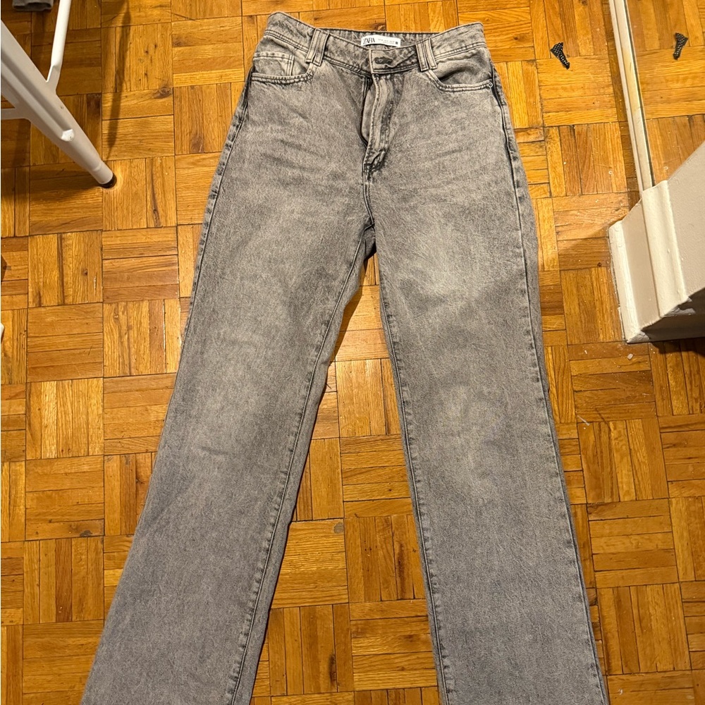 Zara Gray High Waisted Denim Jeans